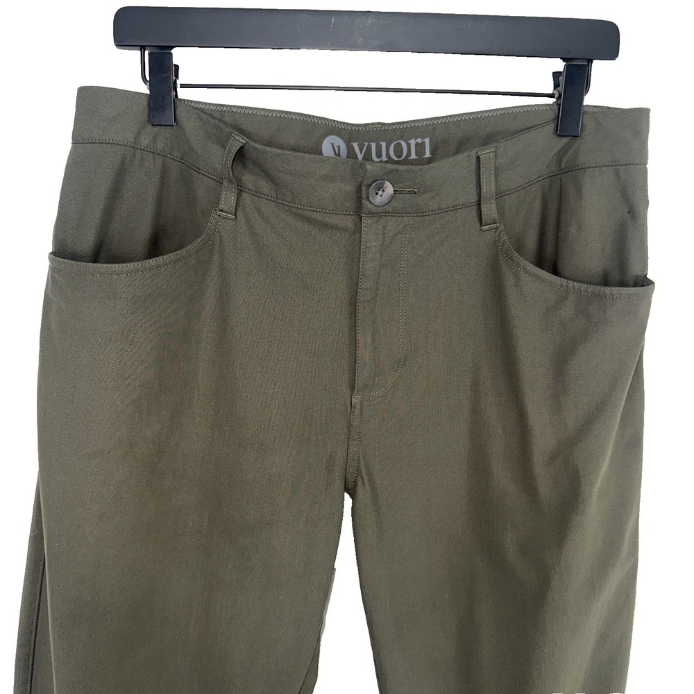 Vuori Pants Men 33 Green Meta Tech Chinos Stretch Comfort Work Casual V430 34x33